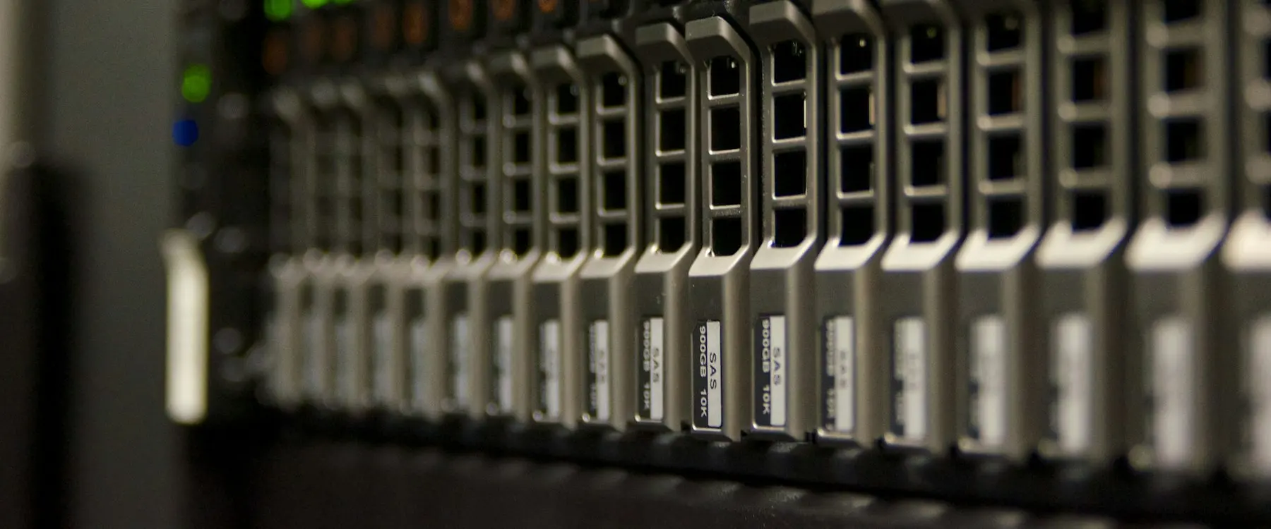 A server rack in a data center