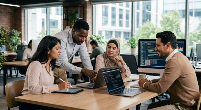 équipe régie informatique offshore en collaboration