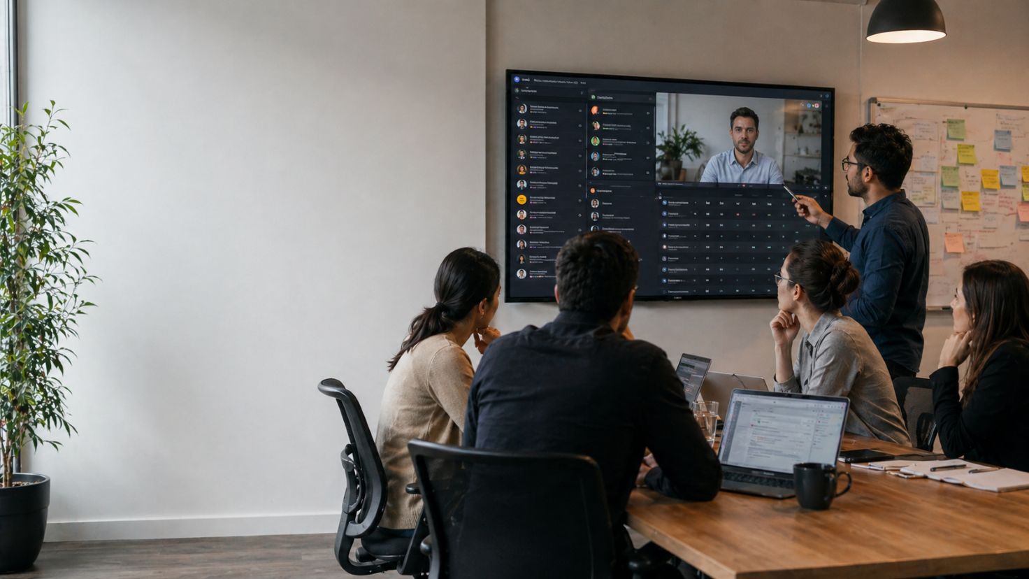 équipe dédiée offshore en réunion projet à distance